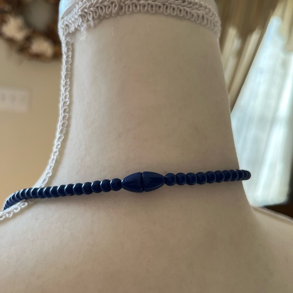 🔴 Vintage beaded necklace blue costume jewelry - Picture 4 of 4